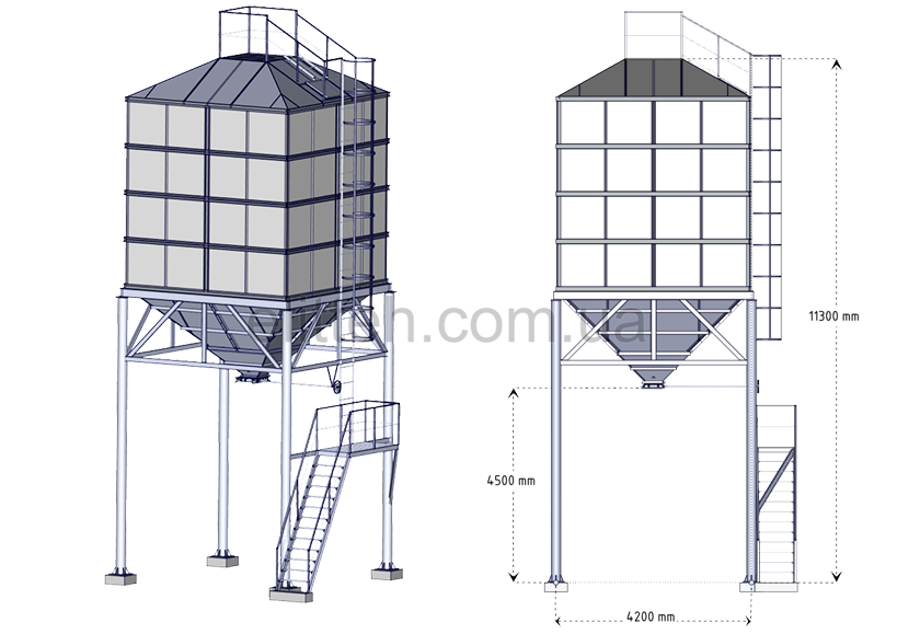 Габаритні розміри бункера 88 м3